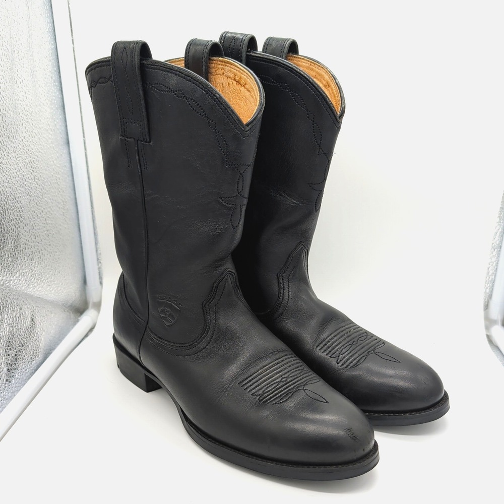 Ariat Womens Heritage Roper Boots Black Leather Western Cowgirl 14501 Size 7 B